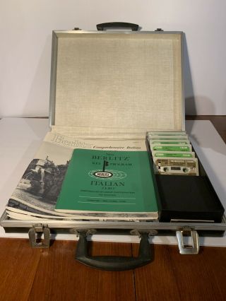 Vintage Berlitz Comprehensive Italian Lesson Kit - Includes Carrying Case 1968