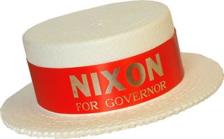 1962 California Richard Nixon For Governor Political Skimmer Hat (3572)