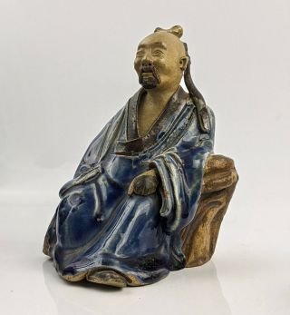 Chinese Antique Shiwan Pottery Figure Of A Scholar 18th/19th Century Qing Fine
