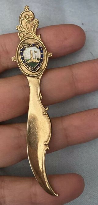 Vintage Ornate Gold Tone Abraham Lincoln Tomb Springfield Illinois Letter Opener