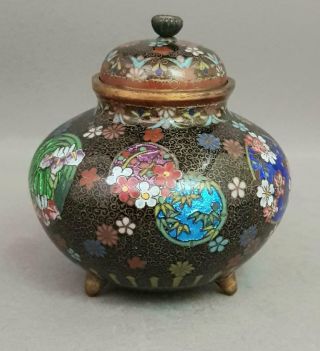 Antique 19th Century Japanese Cloisonne Koro Pot.  Meiji Period 1868 - 1912