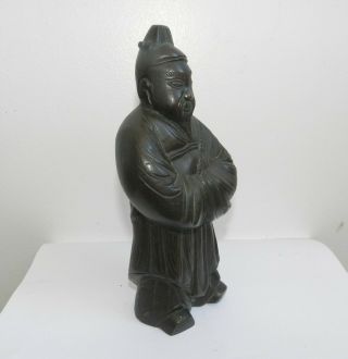 Antique Chinese Solid Bronze Figure Of Wise Man Or Sage