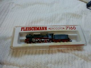 Vintage N Scale Fleischmann Piccolo 7160 4 - 6 - 0 Steam Locomotive And Tender