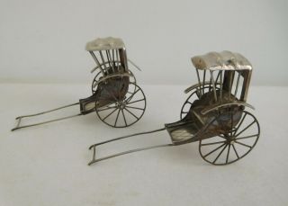 X2 Antique Chinese Export Silver Rickshaw Stamped 85 & Character Mark