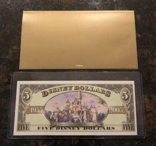 HTF UNC 2005 Disney Dollar $5 Goofy “A” Series W/ Gold Envelope In Rigid Holder 3
