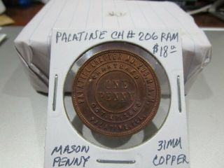 Mason Penny: Palatine Ch 206 Ram,  31 Mm Copper