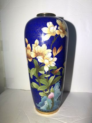 Rare Shape Vintage Chinese Cloisonne Vase 12 Inch