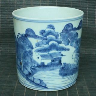 Chinese Exquisite Handmade Blue And White Porcelain Brush Pots 14455
