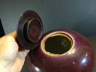 Large Antique Chinese Ox Blood Sang De Bouf Jar Vase 7” Tall 2