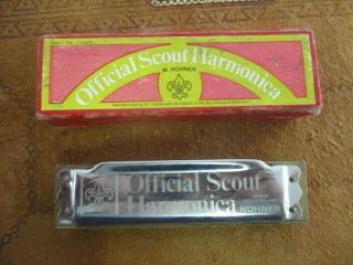 Vintage M.  Hohner Official Scout Harmonica W.  Box In C