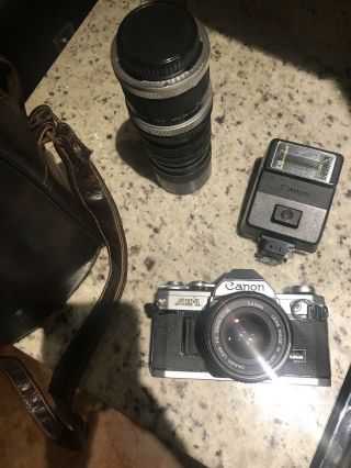 Vintage Canon Ae - 1 Slr Film Camera Bundle - Black - With Camera Bag