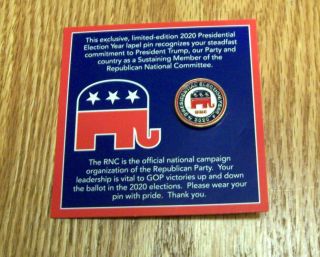 Republican Rnc Limited Edition 2020 Presidential Election Year Lapel Pin - Trump