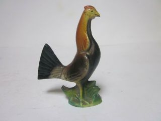Vintage Solid Cast Iron Hand Painted Chicken Rooster Figurine
