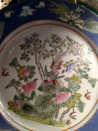 Vintage Chinese Asian Porcelain Charger Plate,  Hand Painted Flowers And.