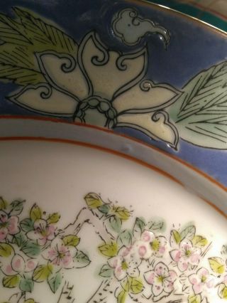 Vintage Chinese Asian Porcelain Charger Plate,  Hand Painted Flowers And. 3
