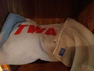Vintage Twa Airlines Pendleton Woolen Mills 100 Virgin Wool Blanket 54 " X 56 "
