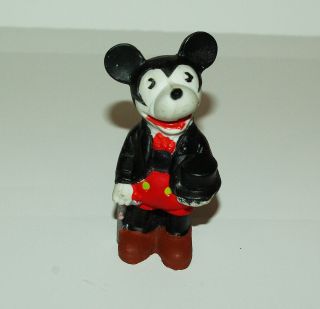 Vtg.  Walt Disney 1930 Japan Bisque Mickey Mouse With Top Hat 4 "