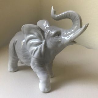 Vintage Otagiri Elephant Porcelain Figurine Light Gray Omc Japan