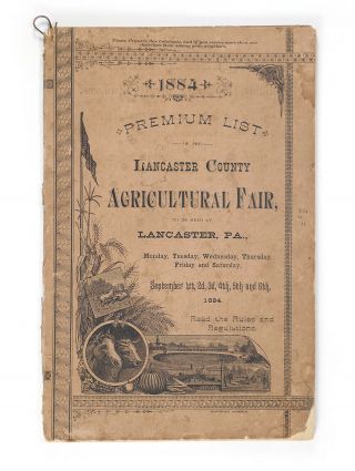 1884 Lancaster Pa Agricultural Fair Premium List Advertising Farm Antique Book