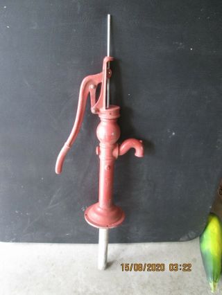 Vintage Cast Iron Red Hand Well Water Pump Usa