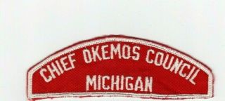 Boy Scouts Red And White Rws Shoulder Chief Okemos Council Michgan 3 Csp
