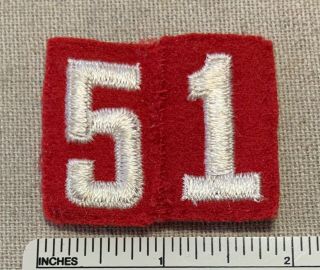 Vintage 1940s Boy Scout Troop Number 51 Uniform Badge Felt Patch Red White Rws