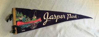 Vintage Jasper Park Ab Canada Pennant Flag Travel Souvenirs 22 "