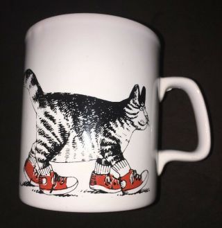 Vtg Kliban Cat Coffee Mug Cup Red Shoes 10 Oz.  Made In England