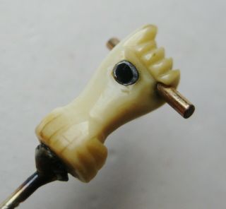 Fine Antique 10k Yellow Gold Victorian Carved Hand Diamond Vtg Stick Pin 2