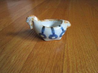 Horse Sauce Bowl Tiny Japanese Ceramic Glazed W/ Blue Collectible Soy Takahashi