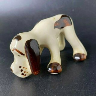 Vintage Rio Hondo Ceramic Hound Dog Figurine Standing Sniffing Cream Brown