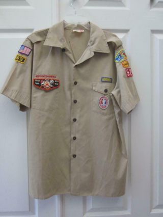 Boy Scouts Of America Bsa Eagle Scout Uniform Shirt W/ Patches Sz Xl