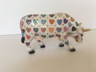 Cow Parade Ceramic 2007 Cali - Cow 7359 Hearts/calico Pattern - Pre - Owned