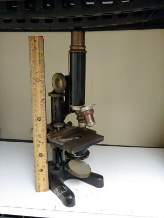Antique Microscope E Leitz Wetzlar With To Bausch & Lomb Lenses Vintage. 2