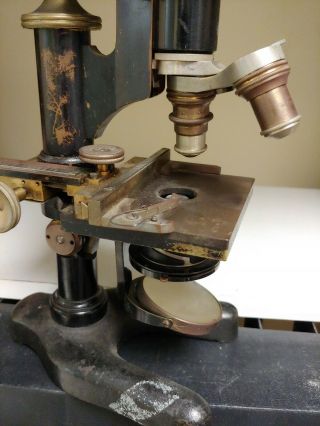 Antique Microscope E Leitz Wetzlar With To Bausch & Lomb Lenses Vintage. 3