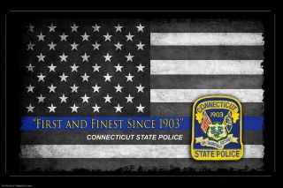 Connecticut State Police Thin Blue Line Flag Two 11x17 Posters