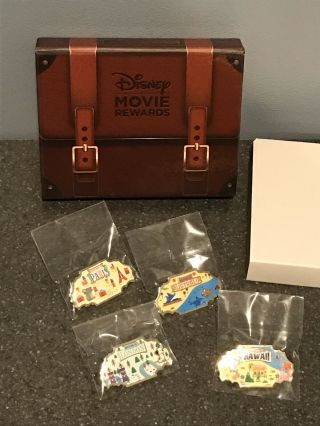 Disney Movie Rewards Around The World Pin Box Set Paris/hawaii/london/australia