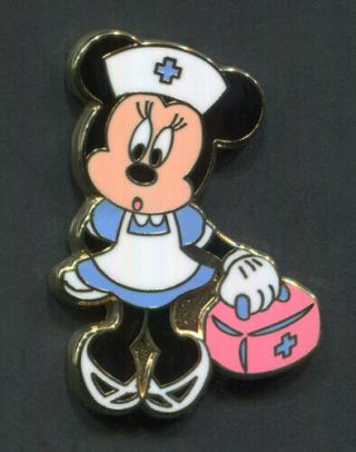 Disney Store Japan Pin Minnie Mouse Dressed As Nurse Medical Bag Jds