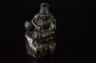 X1499: Japanese Old Copper Ebisu Statue Sculpture Ornament Figurines Okimono