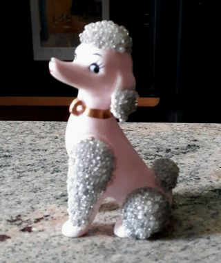 Vintage Lefton Pink Poodle Dog Porcelain Figurine