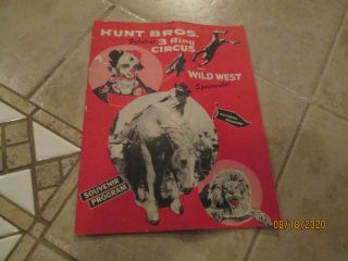 1954 Hunt Bros.  3 Ring Circus Wild West Spectacular Program