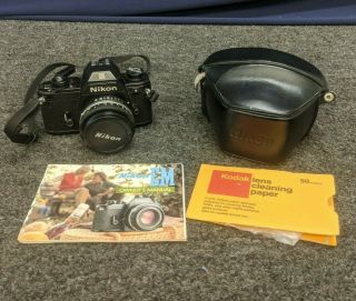 Nikon Em Film Camera With Series E 50mm 1:1.  8 Lens Vintage 35mm