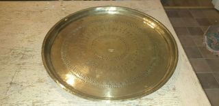 Antique 19th C Large Brass Tray / Indian / Persian Islamic Patterned Rimmed 19 "