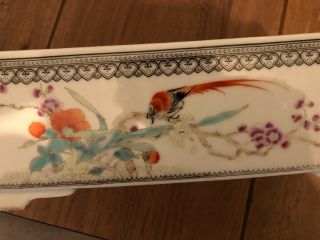 VINTAGE Chinese Planter BONSAI Hand painted Bird And Flower Chinese Characters 3