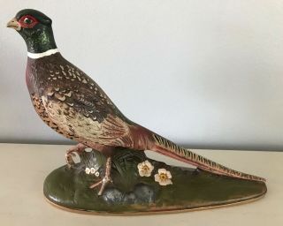 Holland Mold Ring - Neck Pheasant Figurine Vintage Hand Painted 11 X 13.  5 "