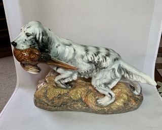 Vtg Large Royal Doulton Bone China Figurine English Setter Dog Pheasant Hn 2529