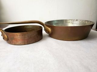 2 Vintage Helvetia Professional Quality Copper Pans Made In England