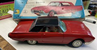 Vintage 1961 Bandai Japan Tin Friction Ford Thunderbird Promo Car 3