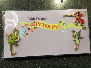 Disney 3 Piece Peter Pan Pin & Card Set Tinker Bell Captain Hook Le 300