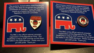 Republican National Committee 2020 Presidential Election Year Lapel Pin X 2